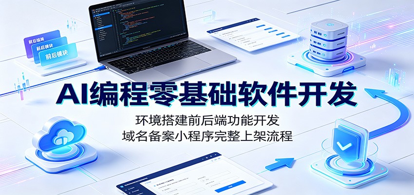 AI编程零基础软件开发：环境搭建前后端功能开发，域名备案小程序完整上架流程-阿牛笔记