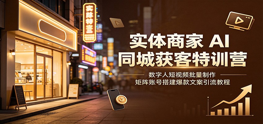 实体商家AI同城获客特训营：数字人短视频批量制作，矩阵账号搭建爆款文案引流教程-阿牛笔记