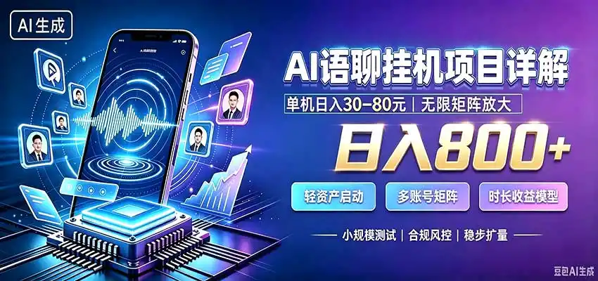 AI语聊挂机，日入800+，适用个人副业，工作室矩阵操作-阿牛笔记