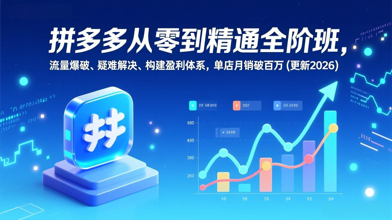 拼多多从零到精通全阶班，流量爆破、疑难解决，构建盈利体系，单店月销破百万(更新2026-阿牛笔记