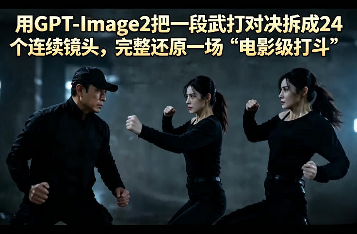 用GPT-Image2把一段武打对决拆成24个连续镜头，完整还原一场“电影级打斗”-阿牛笔记