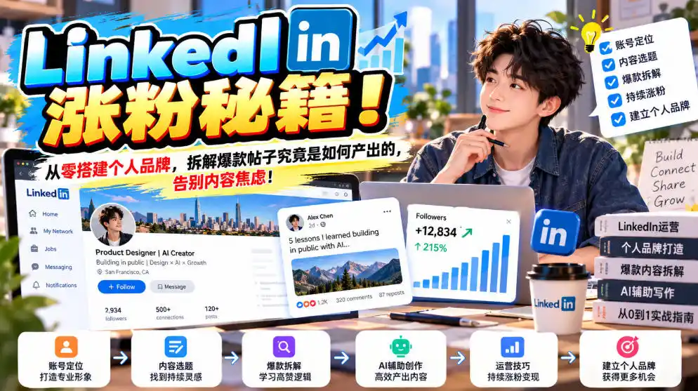 LinkedIn涨粉秘籍!从零搭建个人品牌,拆解爆款帖子究竟是如何产出的,告别内容焦虑!【原创双语字幕】-阿牛笔记