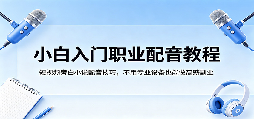 小白入门职业配音教程，短视频旁白小说配音技巧，不用专业设备也能做高薪副业-阿牛笔记
