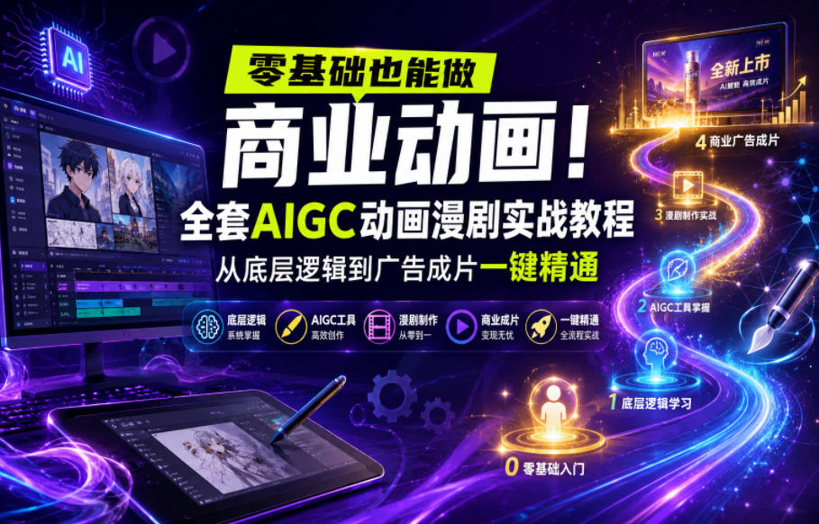 零基础也能做商业动画!全套AIGC动画漫剧实战教程,从底层逻辑到广告成片一键精通(更新0715)-阿牛笔记