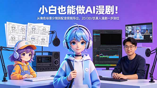 小白也能做AI漫剧！从角色场景分镜到配音剪辑导出，2D/3D/仿真人漫剧一步到位-阿牛笔记