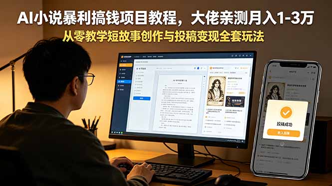 AI小说暴利搞钱项目教程，大佬亲测月入1-3万，从零教学短故事创作与投稿变现全套玩法-阿牛笔记