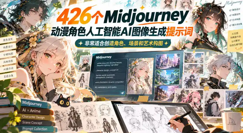 426个Midjourney动漫角色人工智能AI图像生成提示词,非常适合创造角色、场景和艺术构图-阿牛笔记
