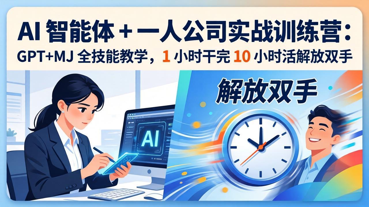 AI 智能体 + 一人公司实战训练营：GPT+MJ 全技能教学，1 小时干完 10 小时活解放双手-阿牛笔记