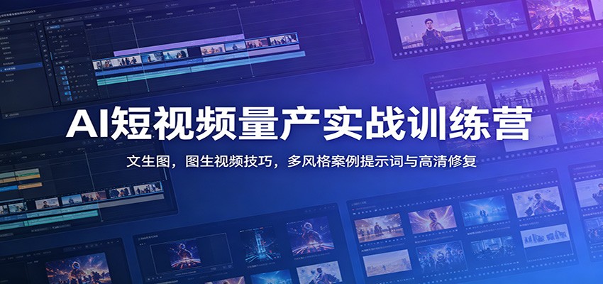 AI短视频量产实战训练营：文生图，图生视频技巧，多风格案例提示词与高清修复-阿牛笔记