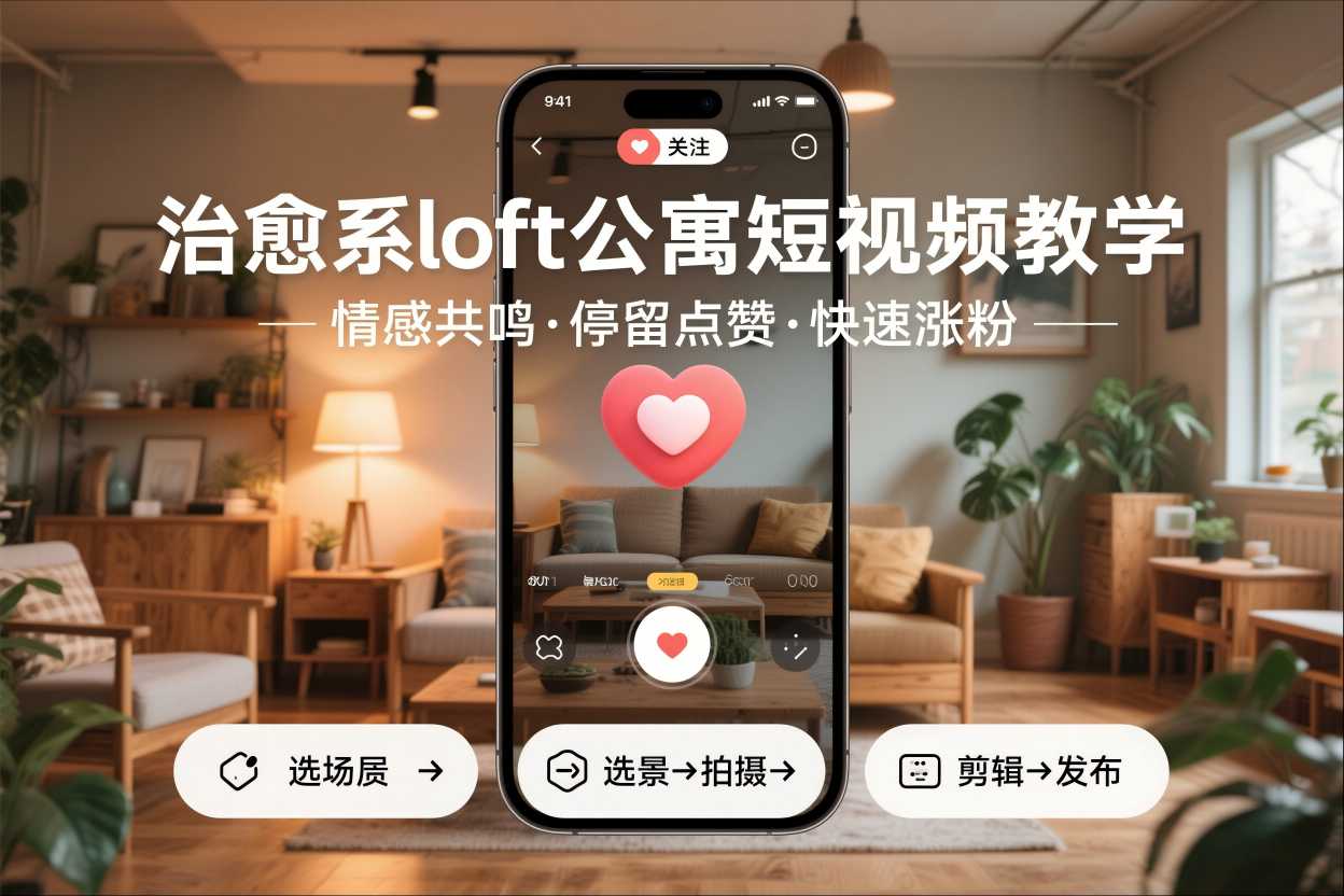 治愈系loft公寓短视频制作教学，情感共鸣引停留点赞关注，快速起号涨粉-阿牛笔记