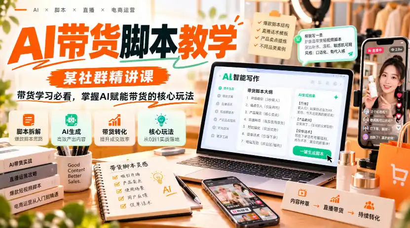 AI带货脚本教学,某社群精讲课,带货学习必看,掌握AI赋能带货的核心玩法-阿牛笔记