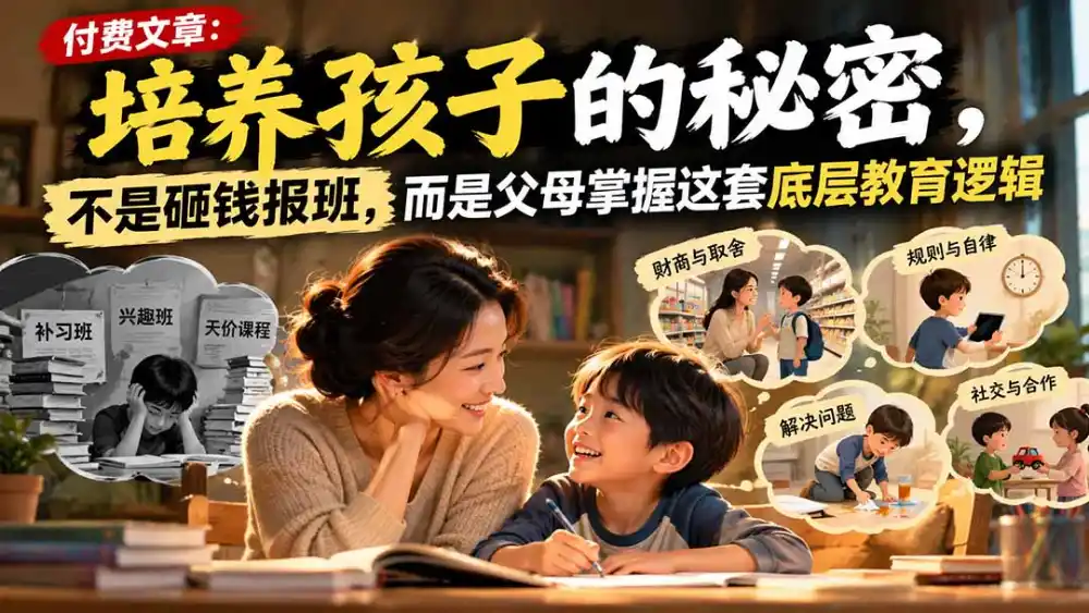 付费文章：培养孩子的秘密，不是砸钱报班，而是父母掌握这套底层教育逻辑-阿牛笔记
