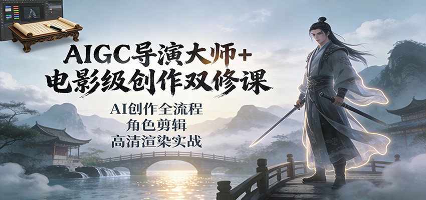 AIGC导演大师+电影级创作双修课：AI创作全流程、角色剪辑、高清渲染实战-阿牛笔记