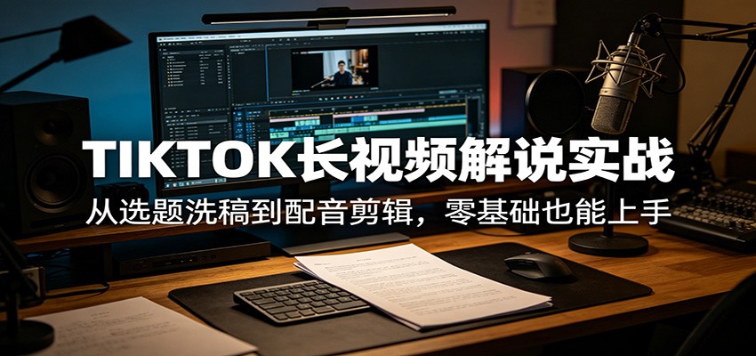 TIKTOK长视频解说实战：从选题洗稿到配音剪辑，零基础也能上手-阿牛笔记