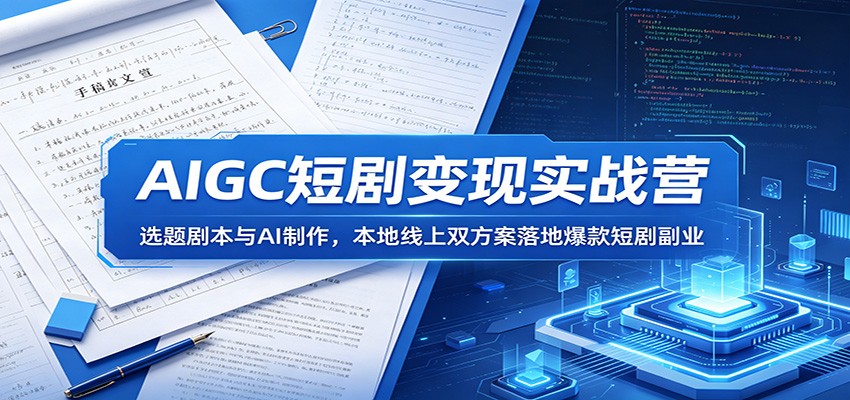 AIGC短剧变现实战营：选题剧本与AI制作，本地线上双方案落地爆款短剧副业-阿牛笔记