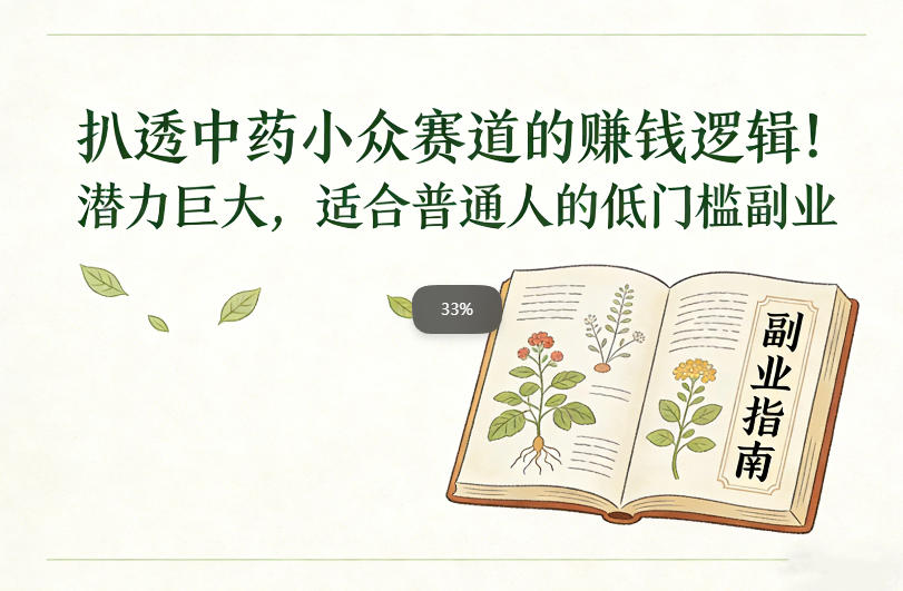 扒透中药小众赛道的賺米逻辑，潜力巨大，适合普通人的低门槛副业-阿牛笔记