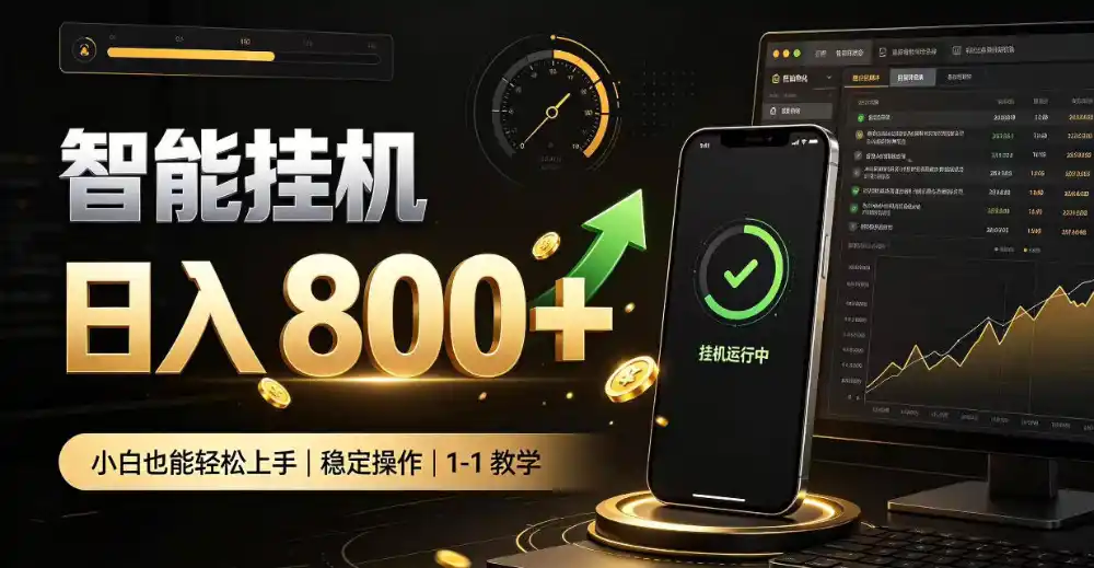 零值守智能挂G，副业高效增收居家智能挂G，新手也能日入800【揭秘】-阿牛笔记