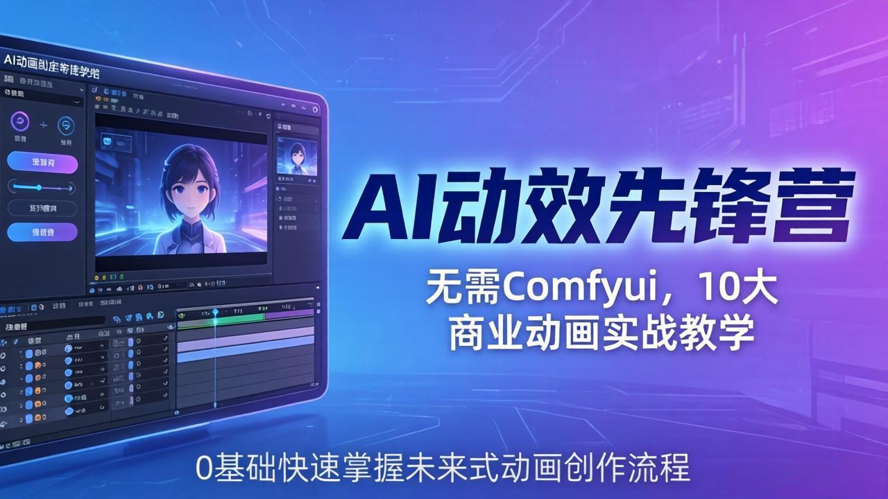 AI 动效先锋营：无需Comfyui，10大商业动画实战教学，0基础快速掌握未来式动画创作流程-阿牛笔记
