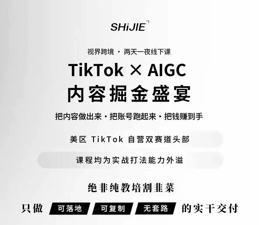 图片[1]-AIGC×TikTok美区短视频带货线下课；两天一夜完整回放，12小时高清视频收录头部操盘手全流程教学-阿牛笔记