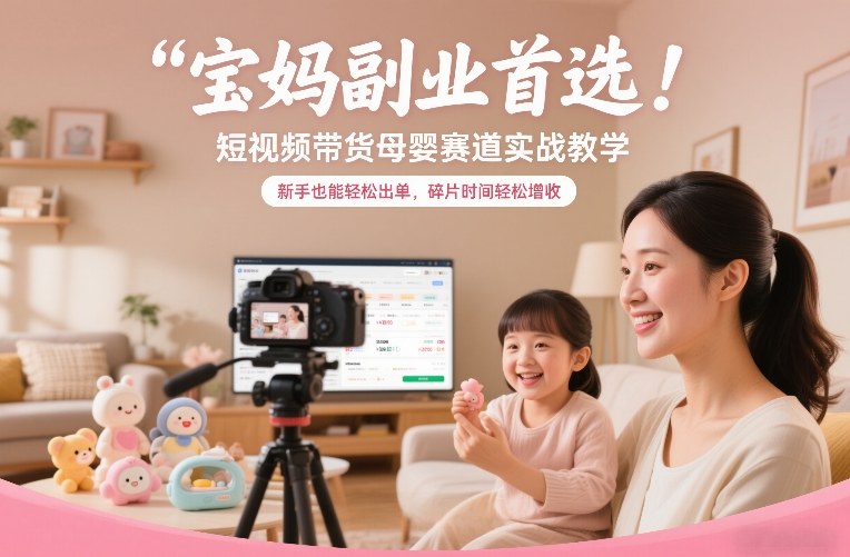 宝妈副业首选！短视频带货母婴赛道实战教学，新手也能轻松出单，碎片时间轻松增收-阿牛笔记
