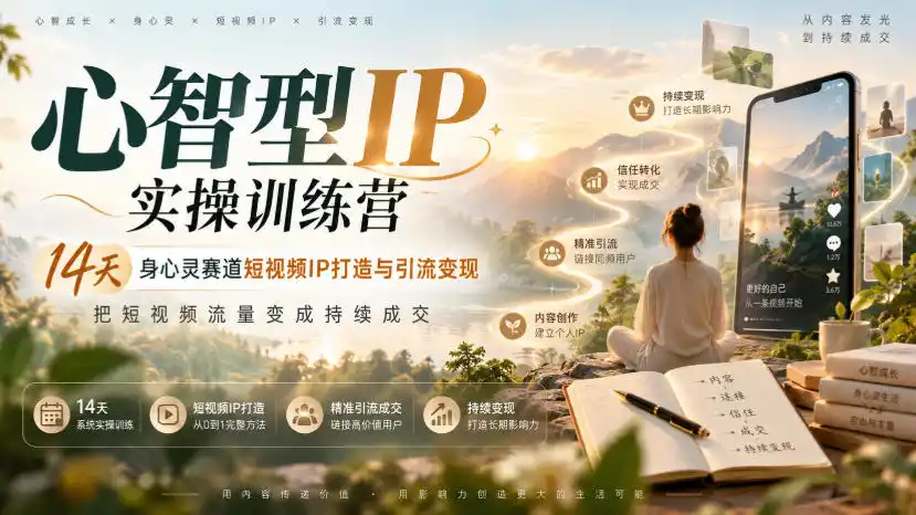 心智型IP实操训练营|14天身心灵赛道短视频IP打造与引流变现,把短视频流量变成持续成交-阿牛笔记