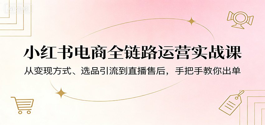 小红书电商全链路运营实战课:从变现方式、选品引流到直播售后,手把手教你出单-阿牛笔记