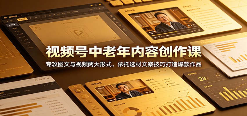 视频号中老年内容创作课：专攻图文与视频两大形式，依托选材文案技巧打造爆款作品-阿牛笔记