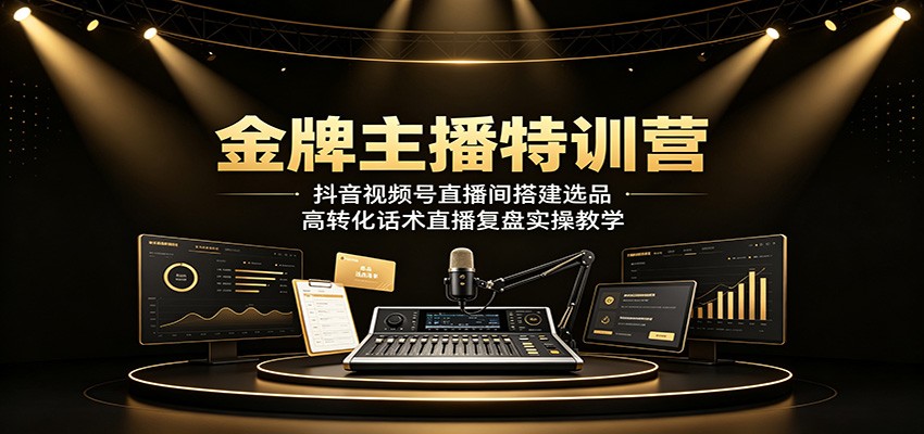 金牌主播特训营：抖音视频号直播间搭建选品，高转化话术直播复盘实操教学-阿牛笔记