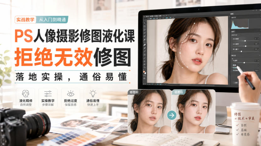PS人像摄影修图液化课，拒绝无效修图，落地实操，通俗易懂-阿牛笔记