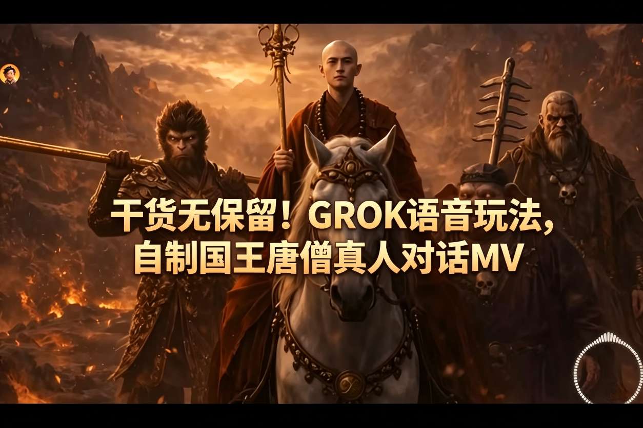 干货无保留！GROK语音玩法，自制国王唐僧真人对话MV-阿牛笔记