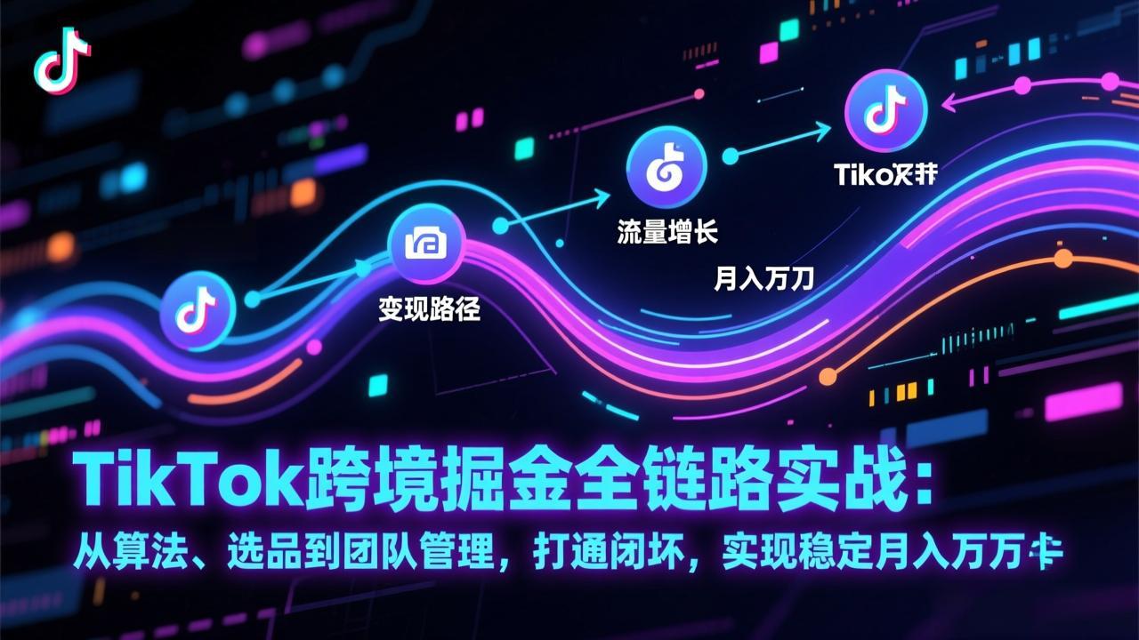 TikTok跨境掘金全链路实战：从算法、选品到团队管理，打通闭环，实现稳定月入万刀-阿牛笔记