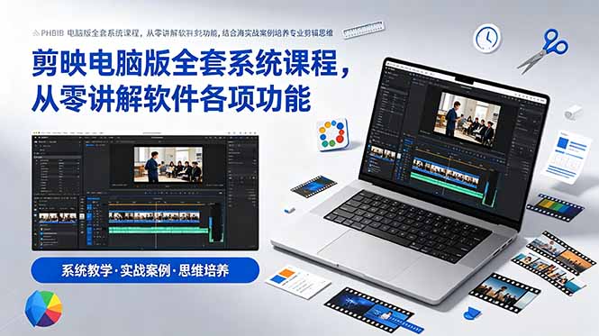 剪映电脑版全套系统课程,从零讲解软件各项功能,结合海量实战案例培养专业剪辑思维-阿牛笔记