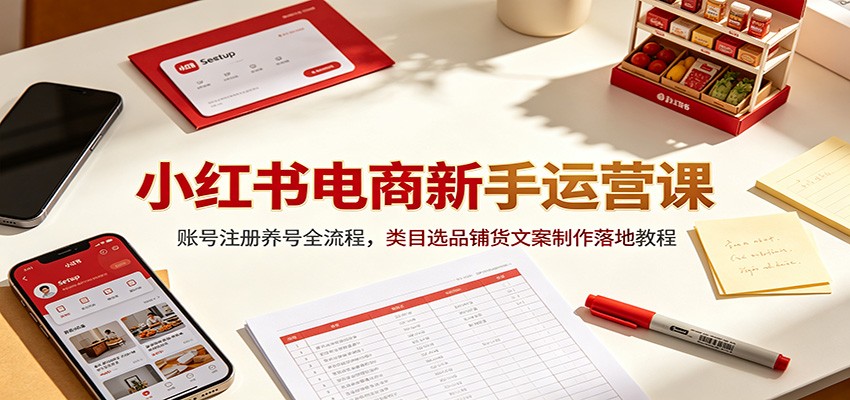 小红书电商新手运营课：账号注册养号全流程，类目选品铺货文案制作落地教程-阿牛笔记