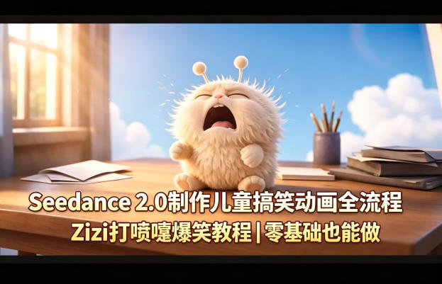Seedance 2.0制作儿童搞笑动画全流程Zizi打喷嚏爆笑教程｜零基础也能做-阿牛笔记