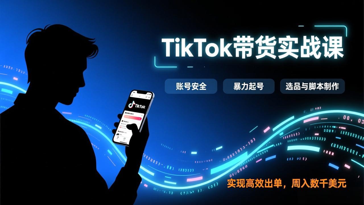 TikTok带货实战课，涵盖账号安全、暴力起号、选品与脚本制作，实现高效出单，周入数千美元-阿牛笔记
