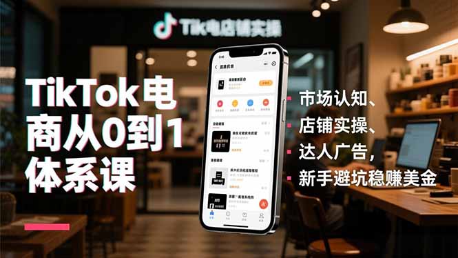 TikTok电商从0到1体系课,市场认知、店铺实操、达人广告,新手避坑稳赚美金-阿牛笔记
