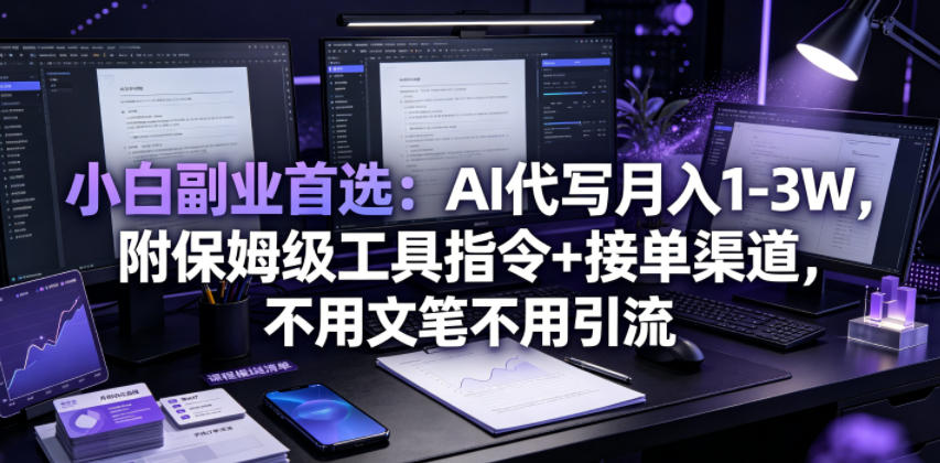小白副业首选：AI代写月入1-3W，附保姆级工具指令+接单渠道，不用文笔不用引流【揭秘】-阿牛笔记