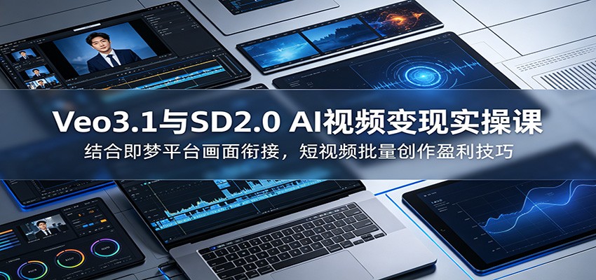 Veo3.1与SD2.0 AI视频变现实操课课：结合即梦平台画面衔接，短视频批量创作盈利技巧-阿牛笔记