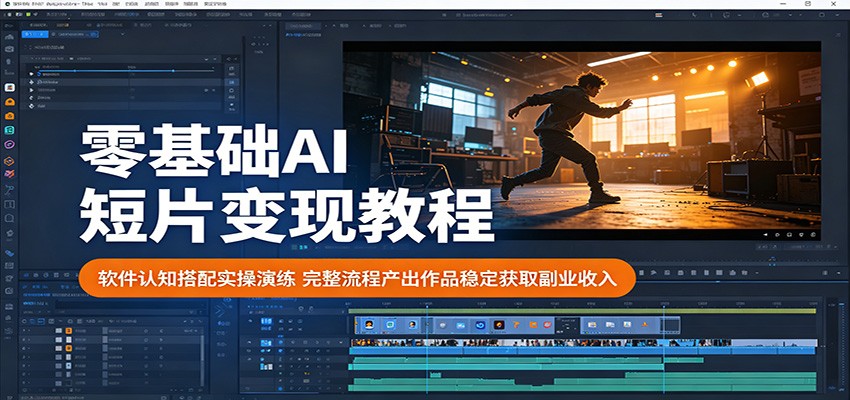 零基础AI短片变现教程：软件认知搭配实操演练，完整流程产出作品稳定获取副业收入-阿牛笔记