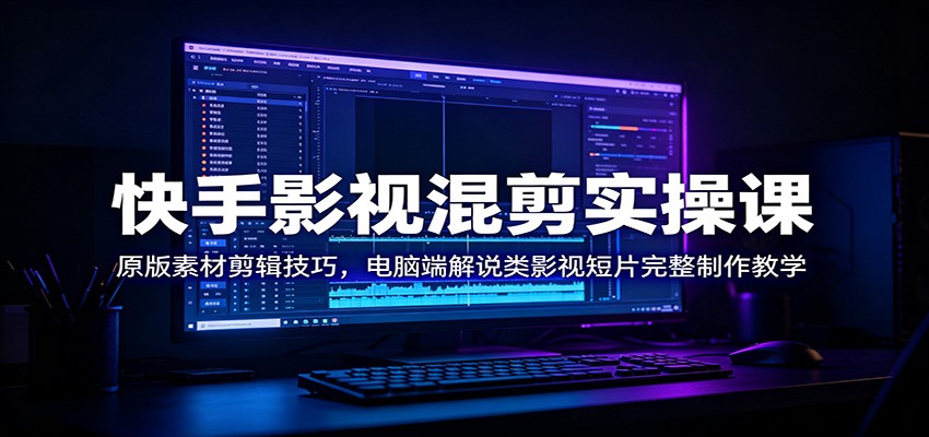 快手影视混剪实操课：原版素材剪辑技巧，电脑端解说类影视短片完整制作教学-阿牛笔记
