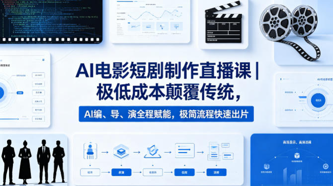 AI电影短剧制作直播课｜极低成本颠覆传统，AI编、导、演全程赋能，极简流程快速出片-阿牛笔记