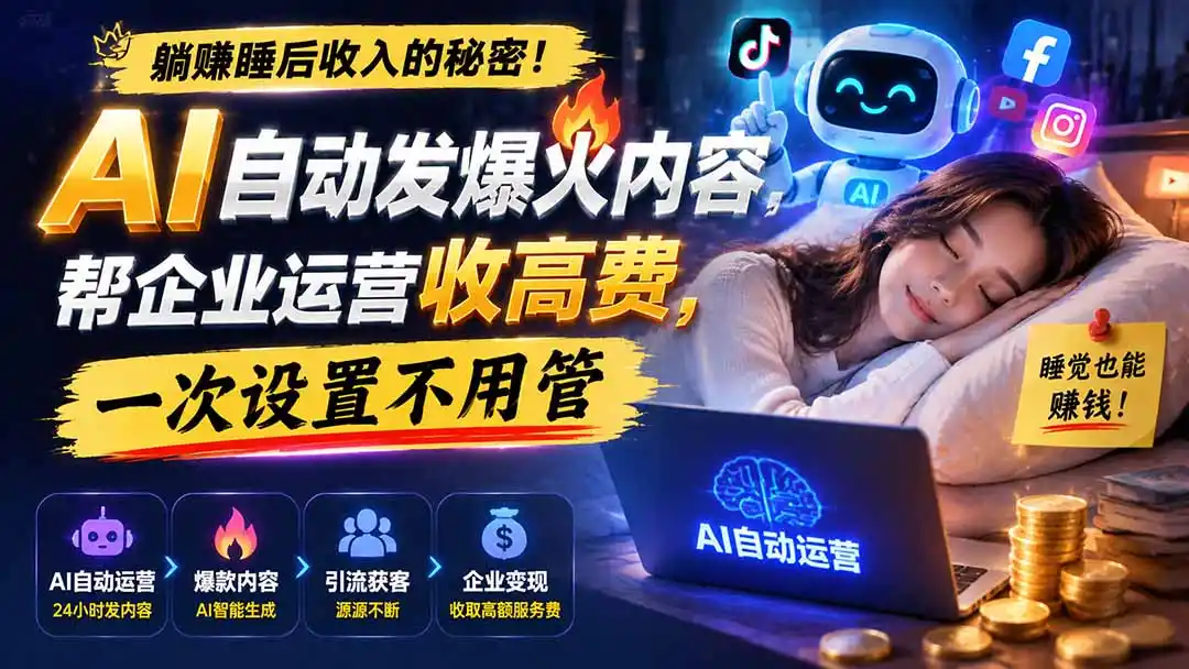 躺赚睡后收入的秘密！AI 自动发爆火内容，帮企业运营收高费，一次设置不用管【原创双语字幕】-阿牛笔记