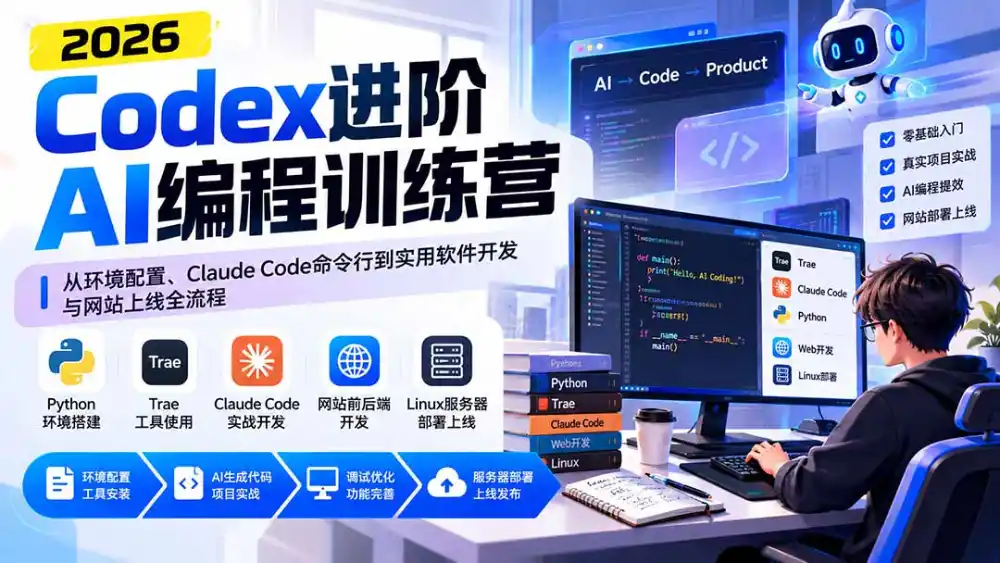 Codex进阶AI编程训练营：从环境配置、Claude Code命令行到实用软件开发与网站上线全流程-阿牛笔记