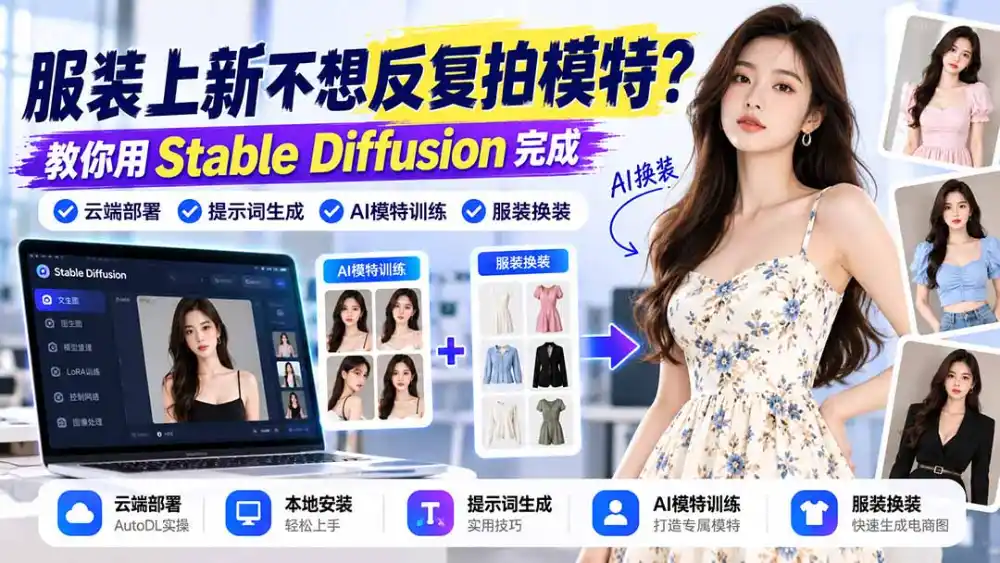 服装上新不想反复拍模特?教你用Stable Diffusion完成云端部署、提示词生成、AI模特训练与换装-阿牛笔记