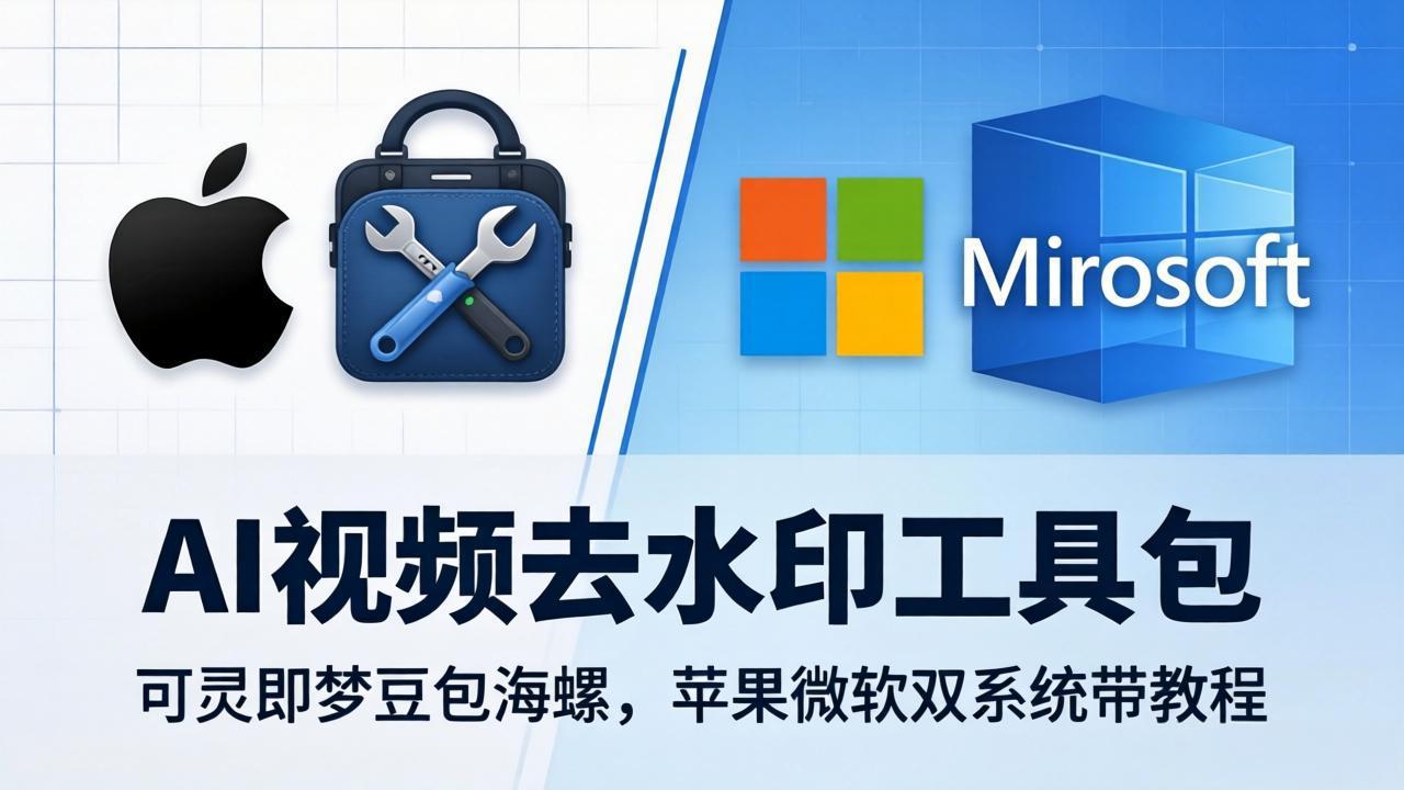 AI视频去水印工具包：可灵即梦豆包海螺，苹果微软双系统带教程-阿牛笔记