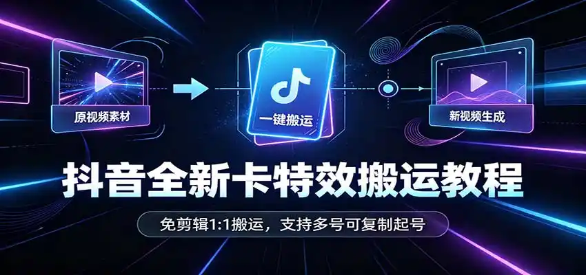 抖音全新卡特效搬运教程：免剪辑1:1搬运，支持多号可复制起号-阿牛笔记