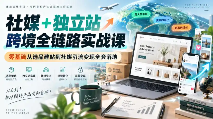社媒+独立站跨境全链路实战课|零基础从选品建站到社媒引流变现全套落地-阿牛笔记
