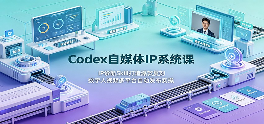 Codex自媒体IP系统课：IP诊断Skill打造爆款复刻，数字人视频多平台自动发布实操-阿牛笔记