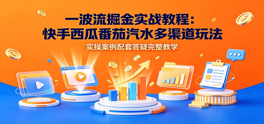 一波流掘金实战教程：快手西瓜番茄汽水多渠道玩法，实操案例配套答疑完整教学-阿牛笔记