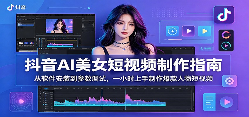 抖音AI美女短视频制作指南:从软件安装到参数调试,一小时上手制作爆款人物短视频-阿牛笔记